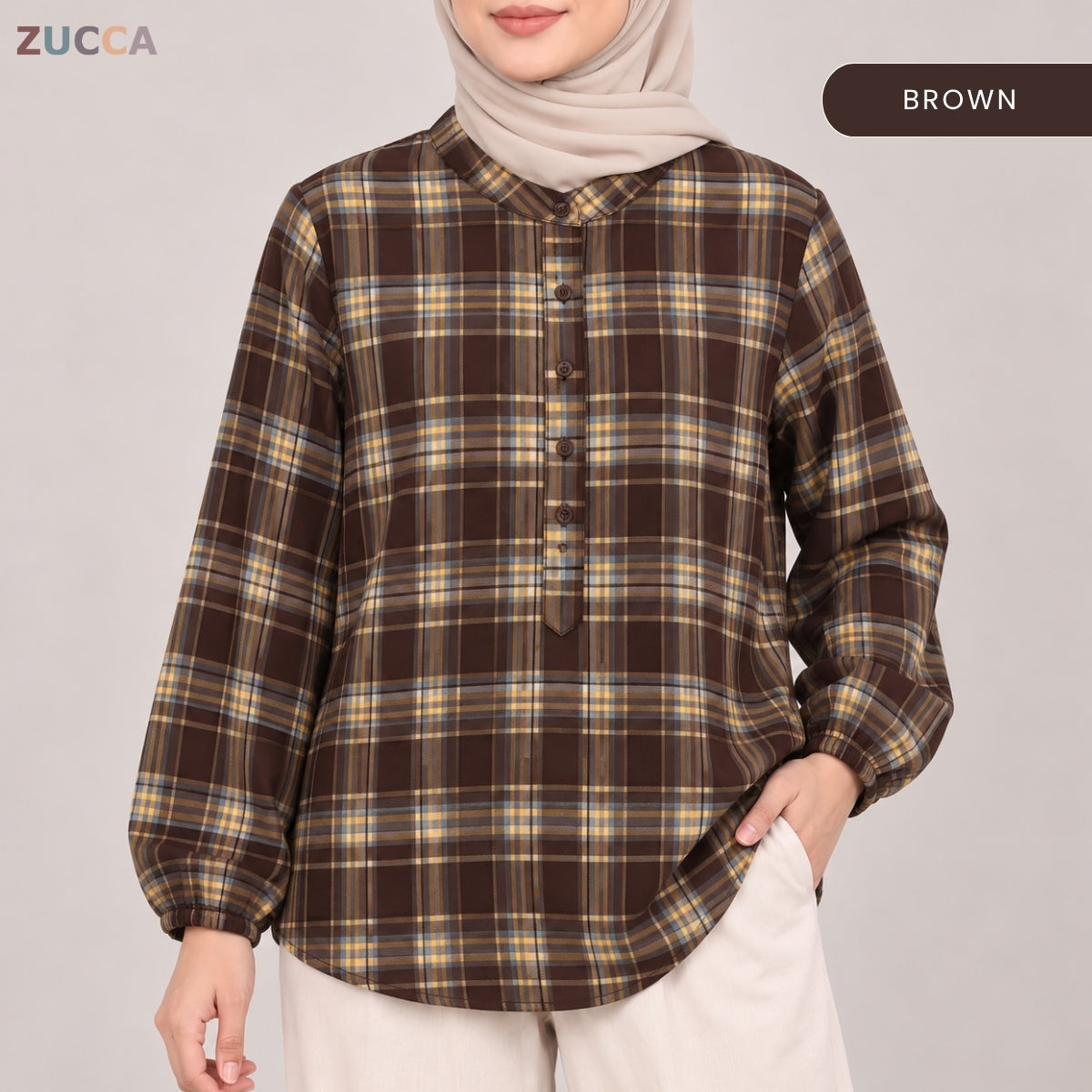 ZUCCA ZULAIKA PLAID CHECKERED LONG SLEEVE SHIRT -MA245