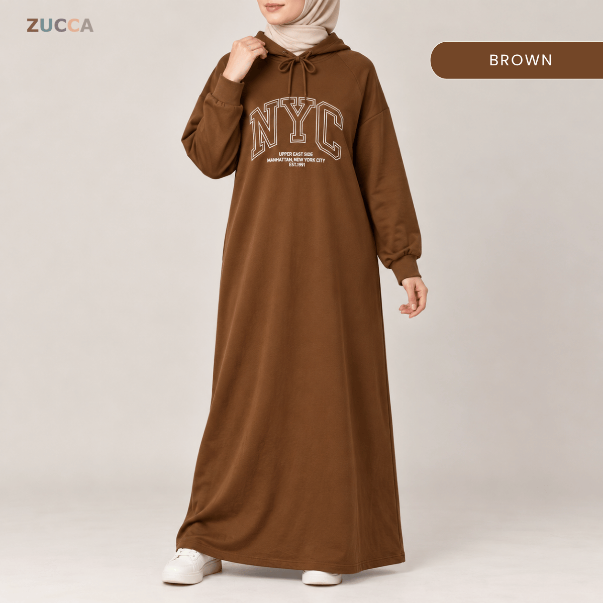 ZUCCA EXORA CASUAL SPORTY HOODIE MAXI DRESS - MA259
