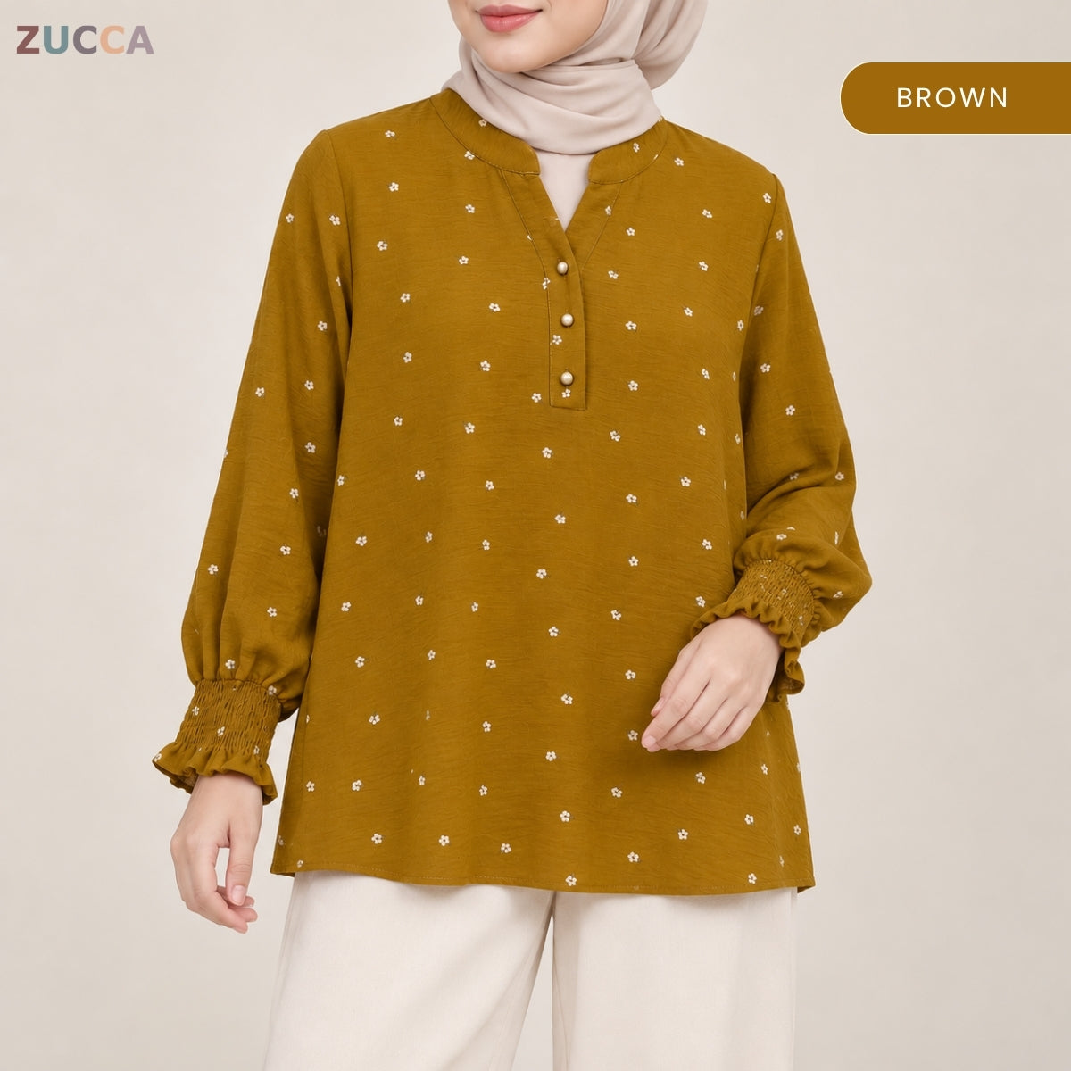 ZUCCA ALESHA CASUAL FLORAL PRINTED LONG SLEEVE TOP - ZW013