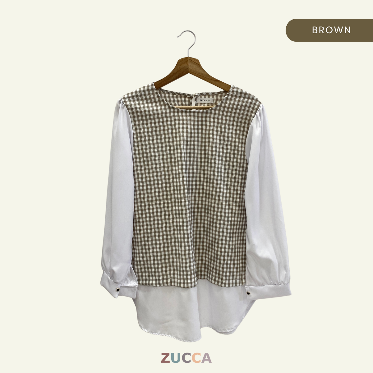 ZUCCA SYIKIN GINGHAM CHECKER PUFFED BLOUSE - DM157