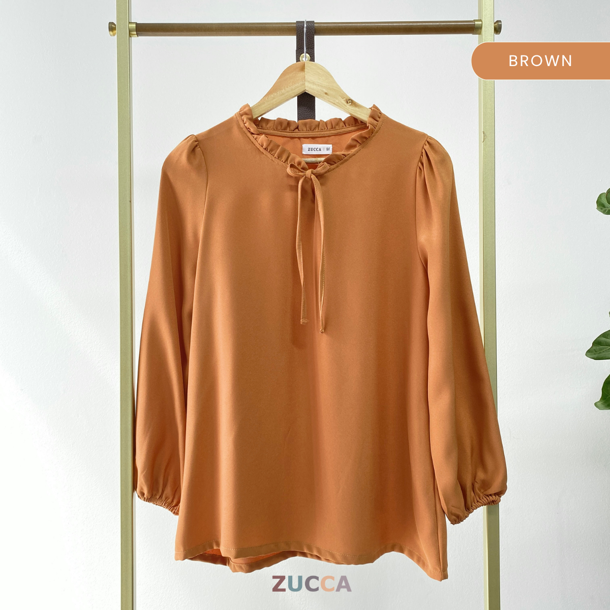 ZUCCA CELIA RUFFLED NECK WOMEN BLOUSE - MA029A BLOUSE WITH TIE-NECK