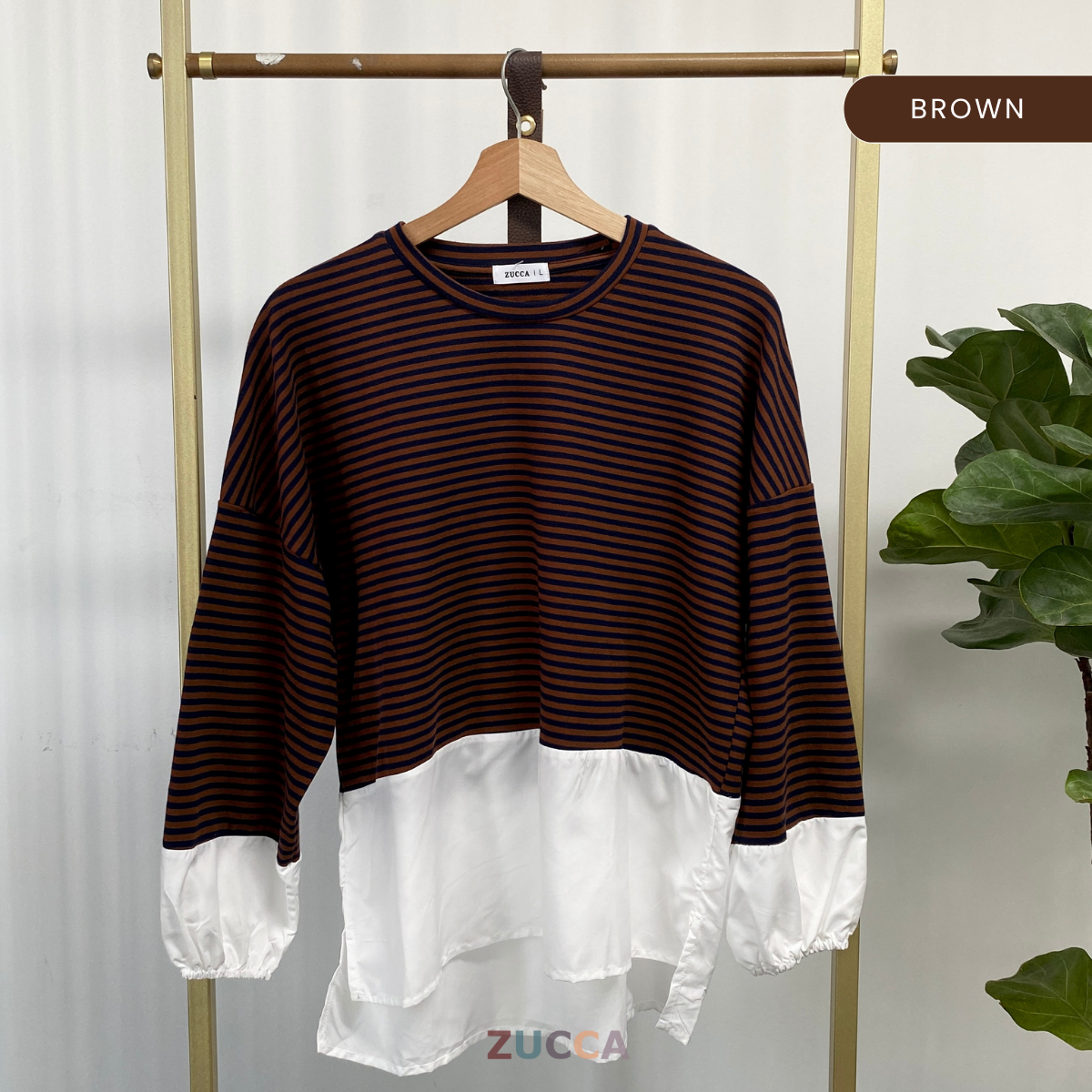ZUCCA LIANA STRIPED CONTRAST HEM COTTON SHIRT - MA043