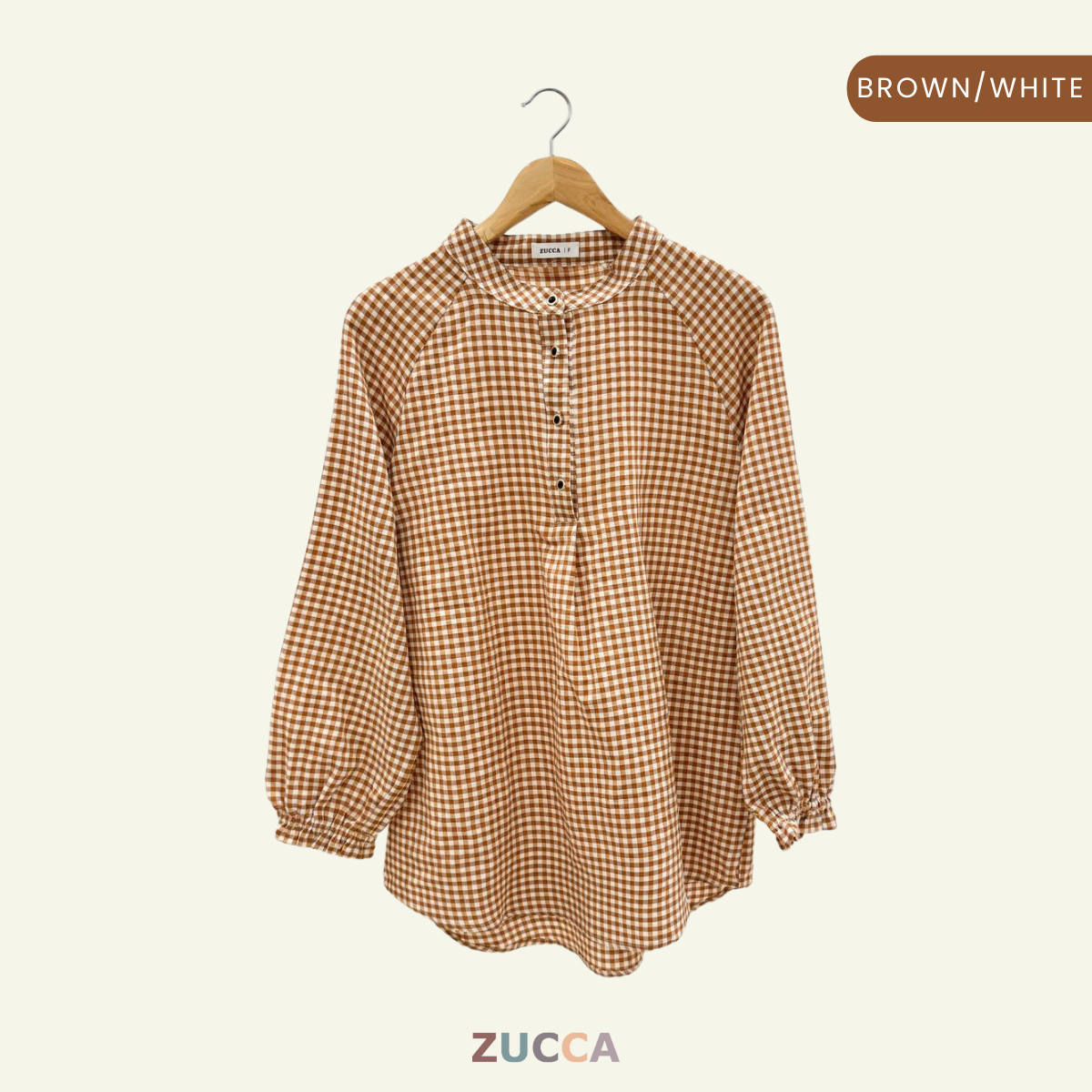 Lily Half Button Gingham Women Blouse - DM149