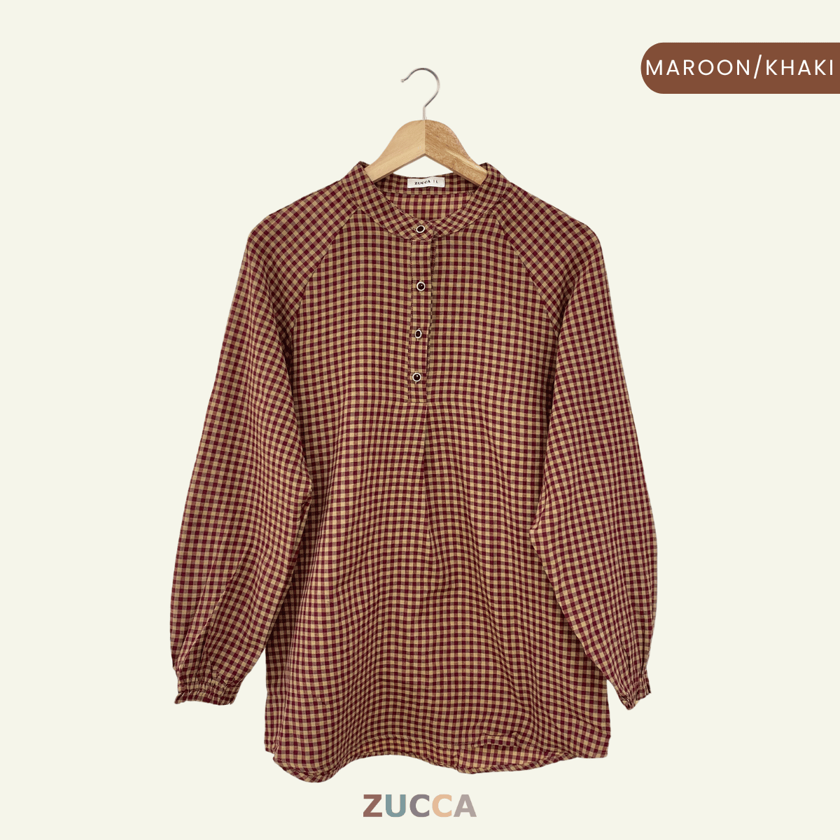 Lily Half Button Gingham Women Blouse - DM149