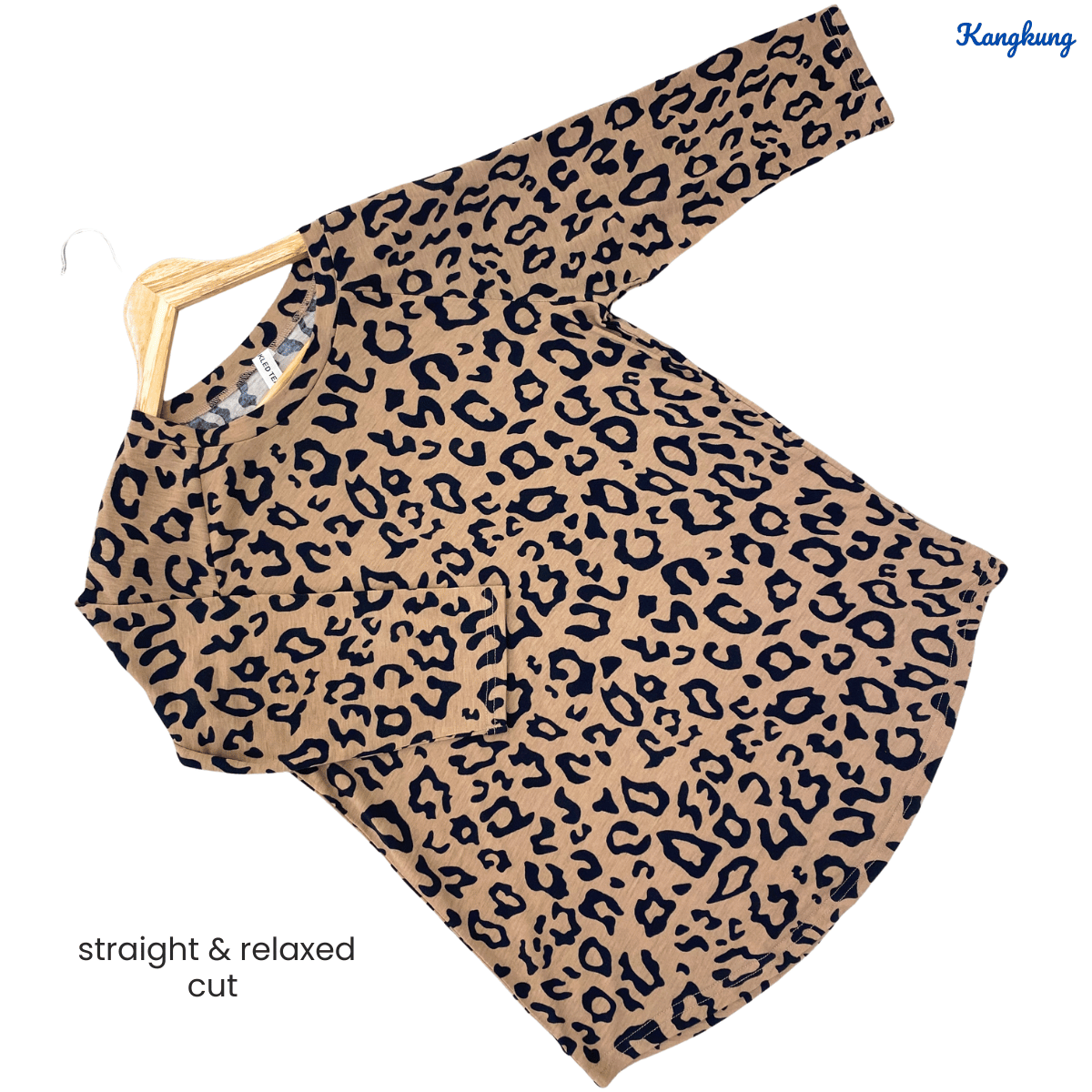 KANGKUNG ZAFIRA LEOPARD PRINT LONG TOP COMFORTABLE - C1001 (201)