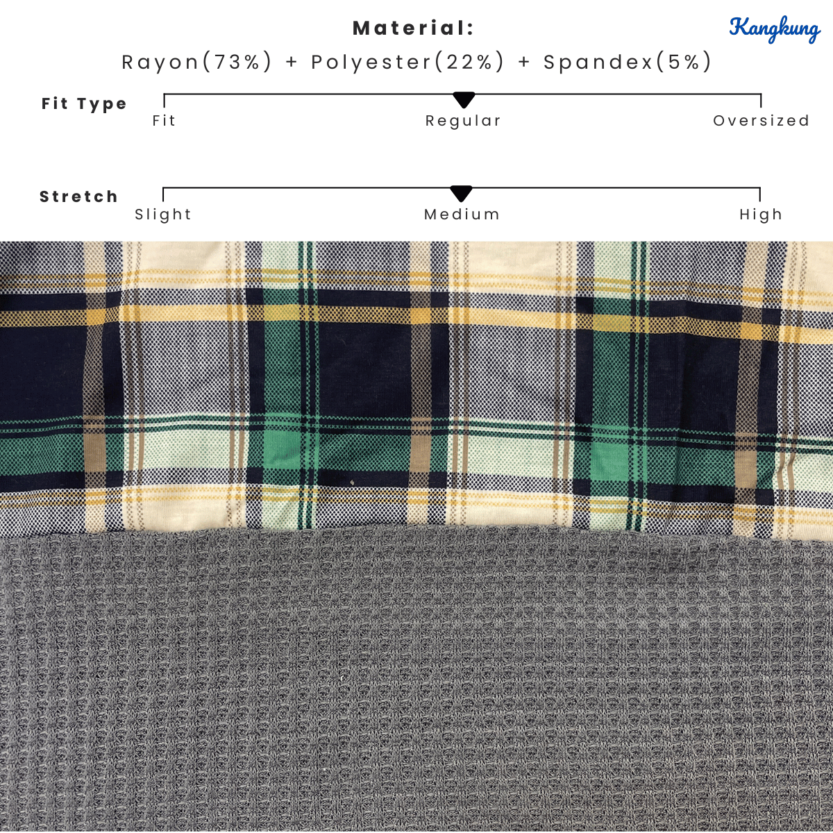 KANGKUNG AMARA CHECKERED CONTRAST KNIT LONG SLEEVE TOP - C1010 (256)