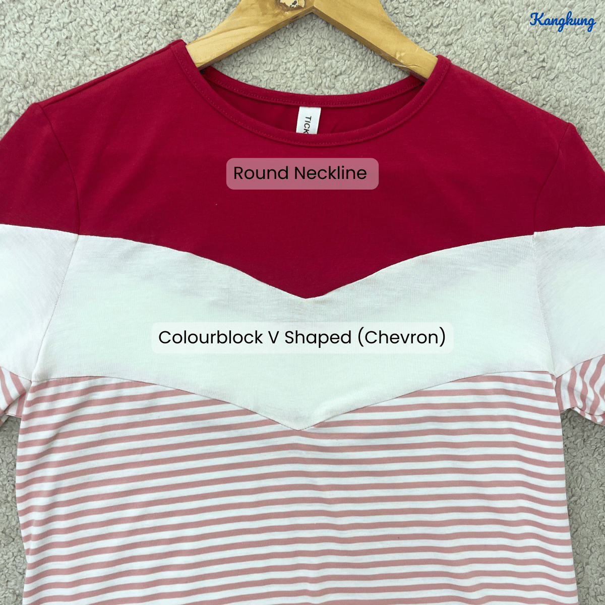 KANGKUNG ELAYNA COLORBLOCK STRIPED MODEST TOP LONG SLEEVE SHIRT - C1015 (270)