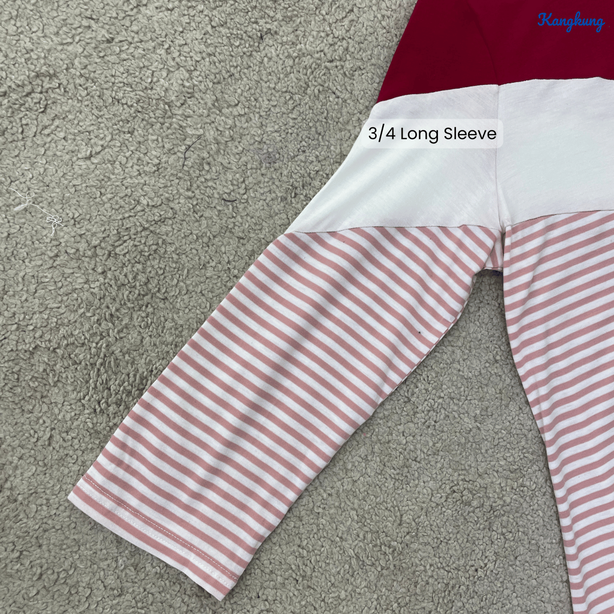 KANGKUNG ELAYNA COLORBLOCK STRIPED MODEST TOP LONG SLEEVE SHIRT - C1015 (270)