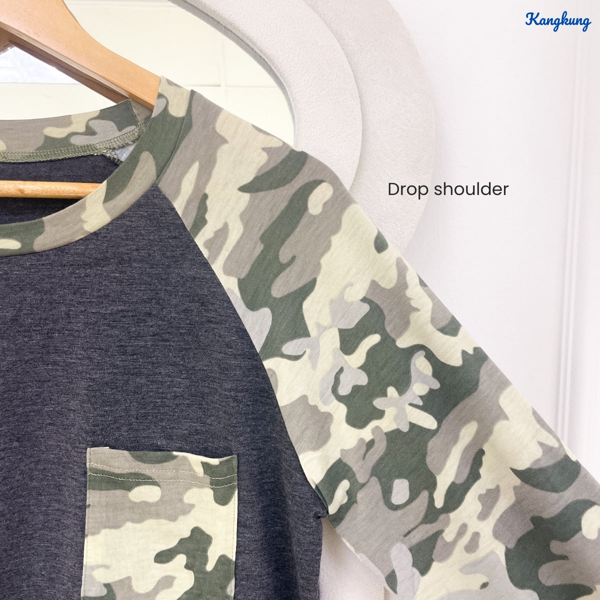 KANGKUNG ZELINA CAMOUFLAGE RAGLAN LONG SLEEVE TOP-C1017 (275)