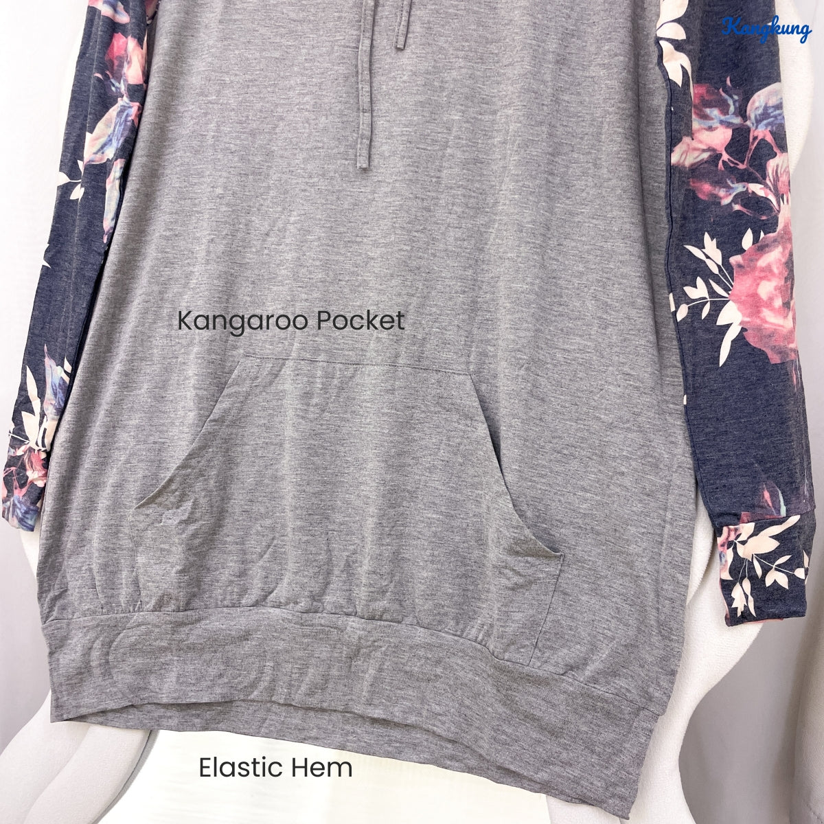 KANGKUNG ZAYRA HOODED FLORAL WITH FRONT POCKET - C1020 (353)