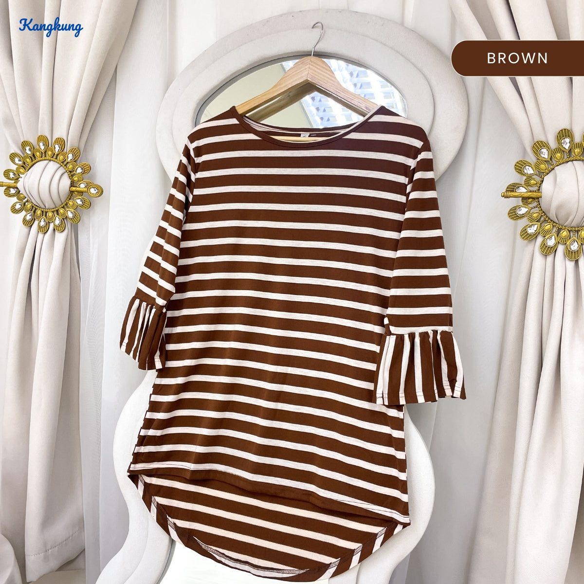 KANGKUNG FAYRA KASUAL STRIPE WOMEN BLOUSE QUARTER SLEEVE - C1023 (331)