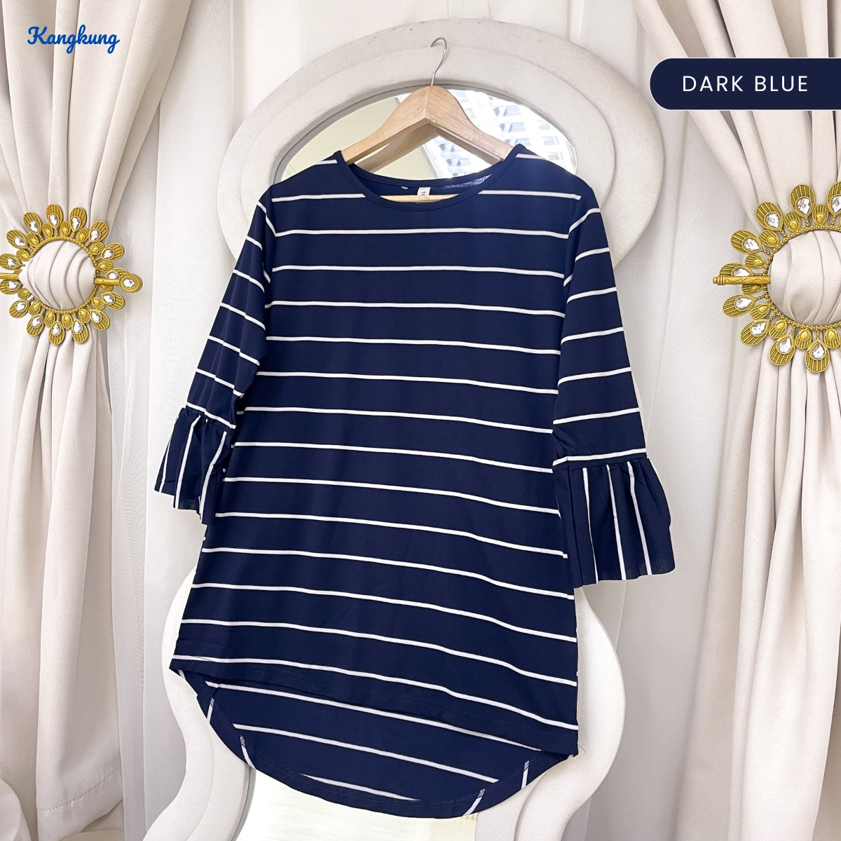 KANGKUNG FAYRA KASUAL STRIPE WOMEN BLOUSE QUARTER SLEEVE - C1023 (331)