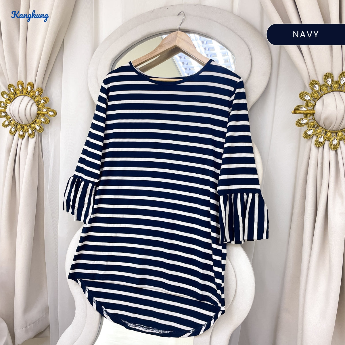 KANGKUNG FAYRA KASUAL STRIPE WOMEN BLOUSE QUARTER SLEEVE - C1023 (331)