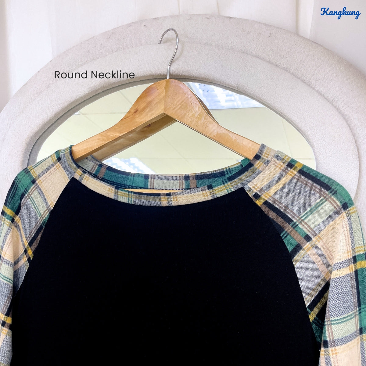 KANGKUNG ZAHRA KASUAL WOMEN GINGHAM SLEEVE SHIRT - C1025 (298)