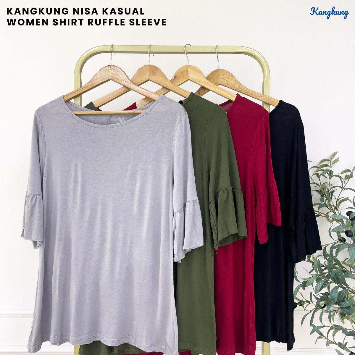 KANGKUNG NISA KASUAL WOMEN SHIRT RUFFLE SLEEVE - C1044