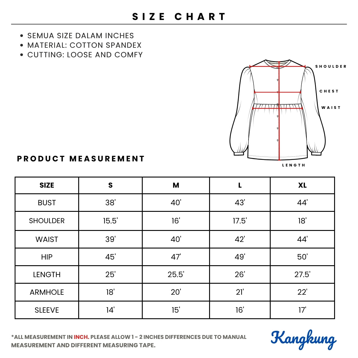 KANGKUNG NISA KASUAL WOMEN SHIRT RUFFLE SLEEVE - C1044