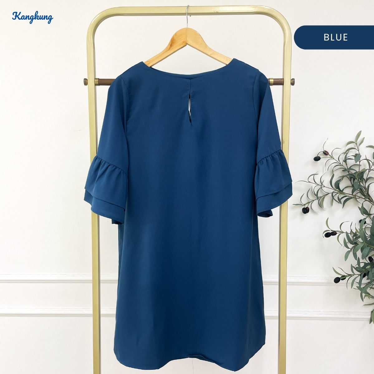 KANGKUNG WANDA KASUAL WOMEN PLAIN BLOUSE RUFFLE SLEEVE - C1045
