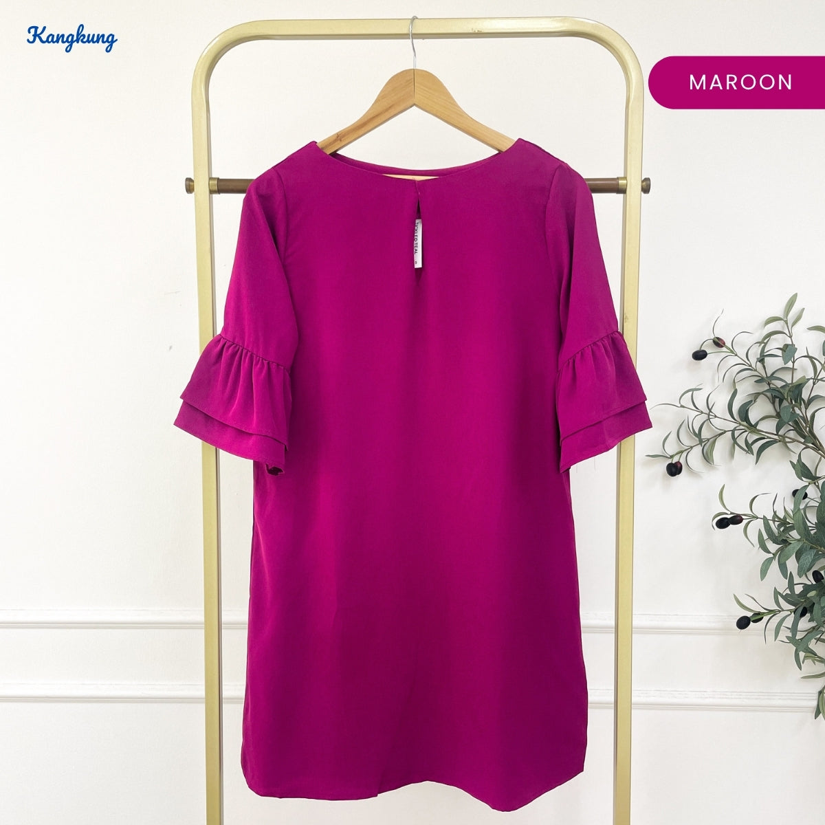 KANGKUNG WANDA KASUAL WOMEN PLAIN BLOUSE RUFFLE SLEEVE - C1045