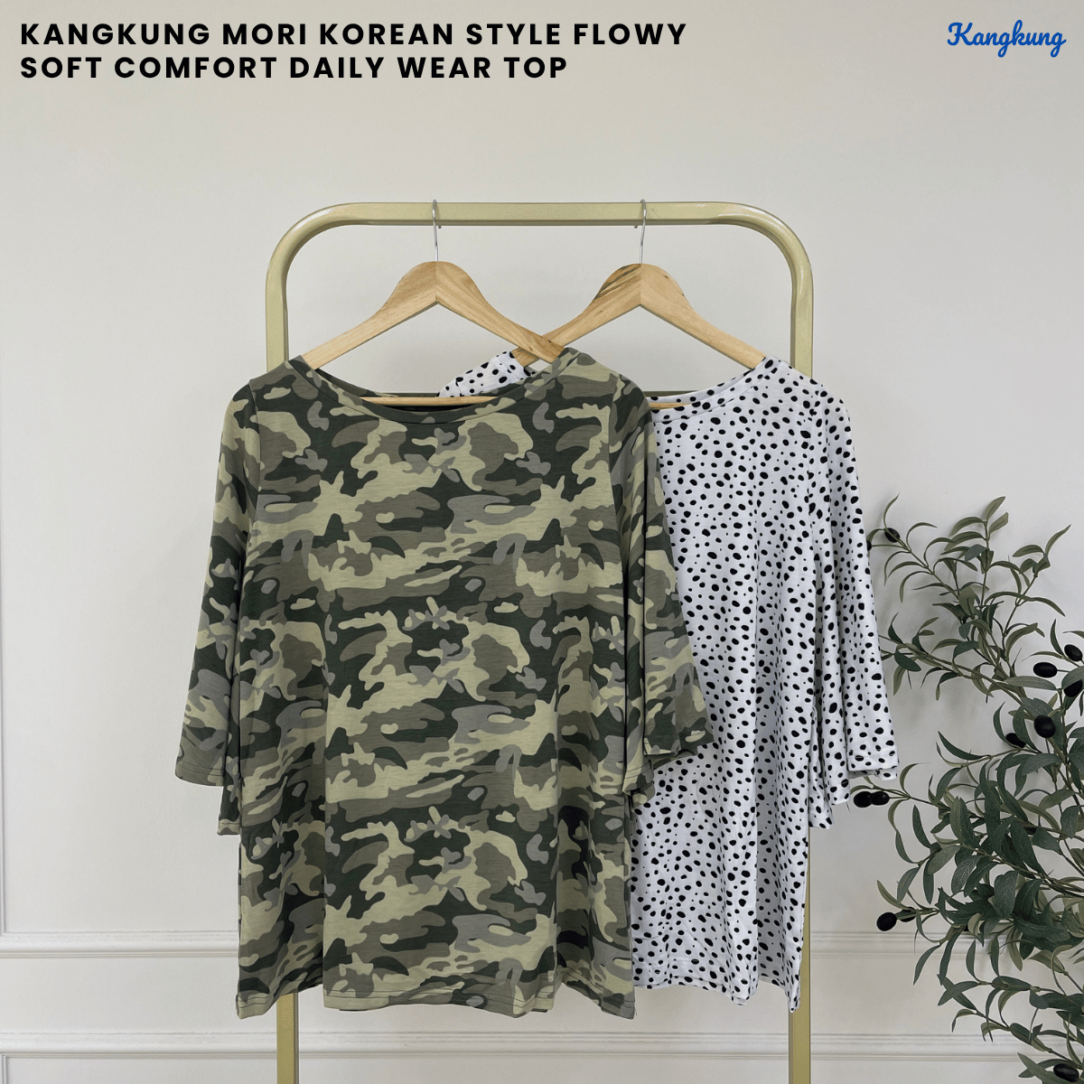 KANGKUNG MORI KOREAN STYLE FLOWY SOFT COMFORT DAILY WEAR TOP - C1046