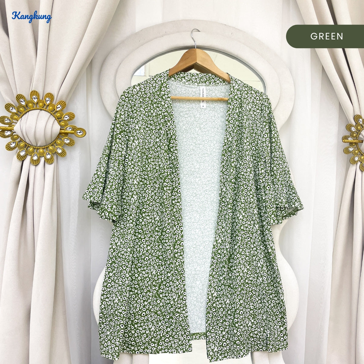 KANGKUNG ZURI KASUAL CARDIGAN SHORT SLEEVE WITH RUFFLE - C1047
