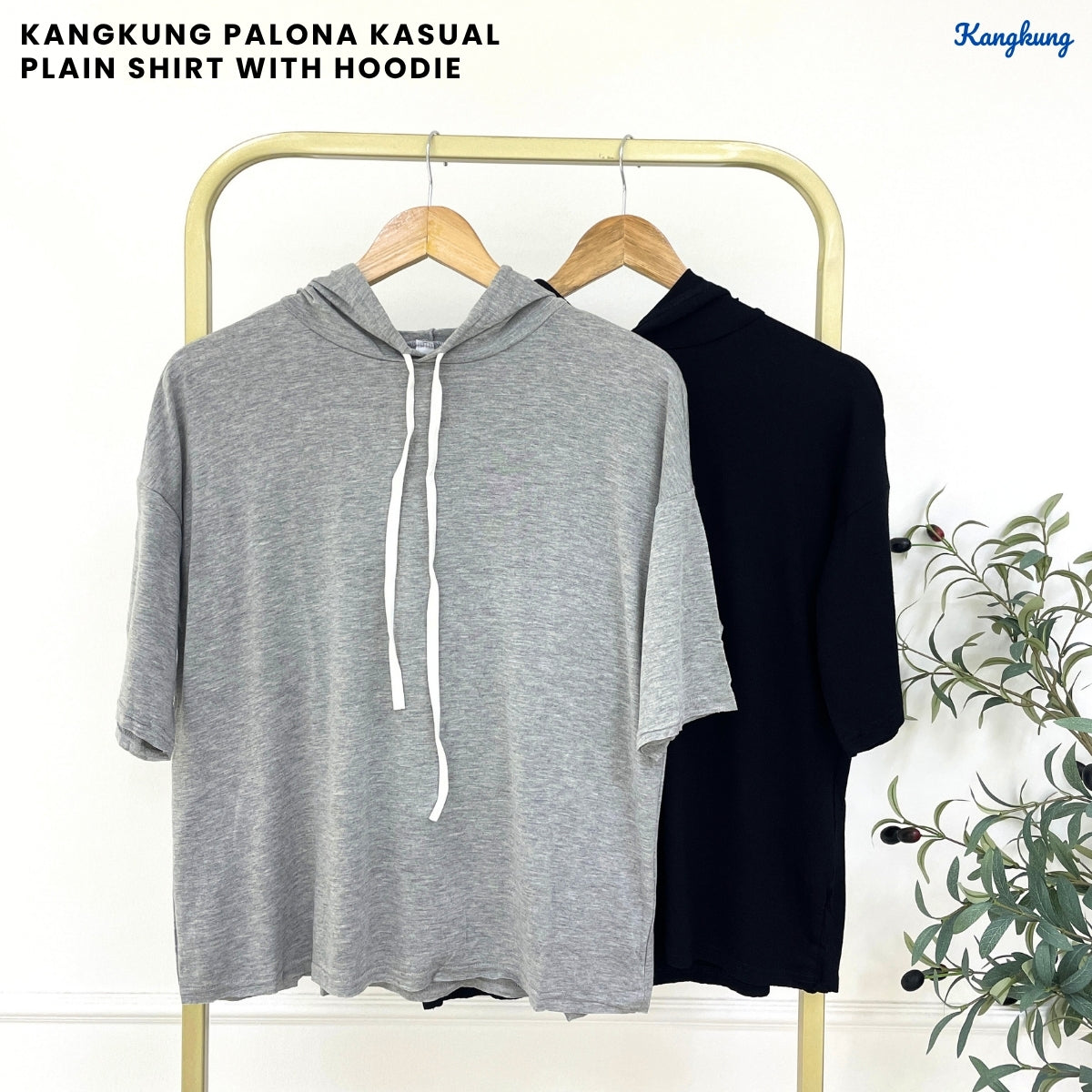 KANGKUNG PALONA KASUAL WOMEN PLAIN SHIRT WITH HOODIE - C1048