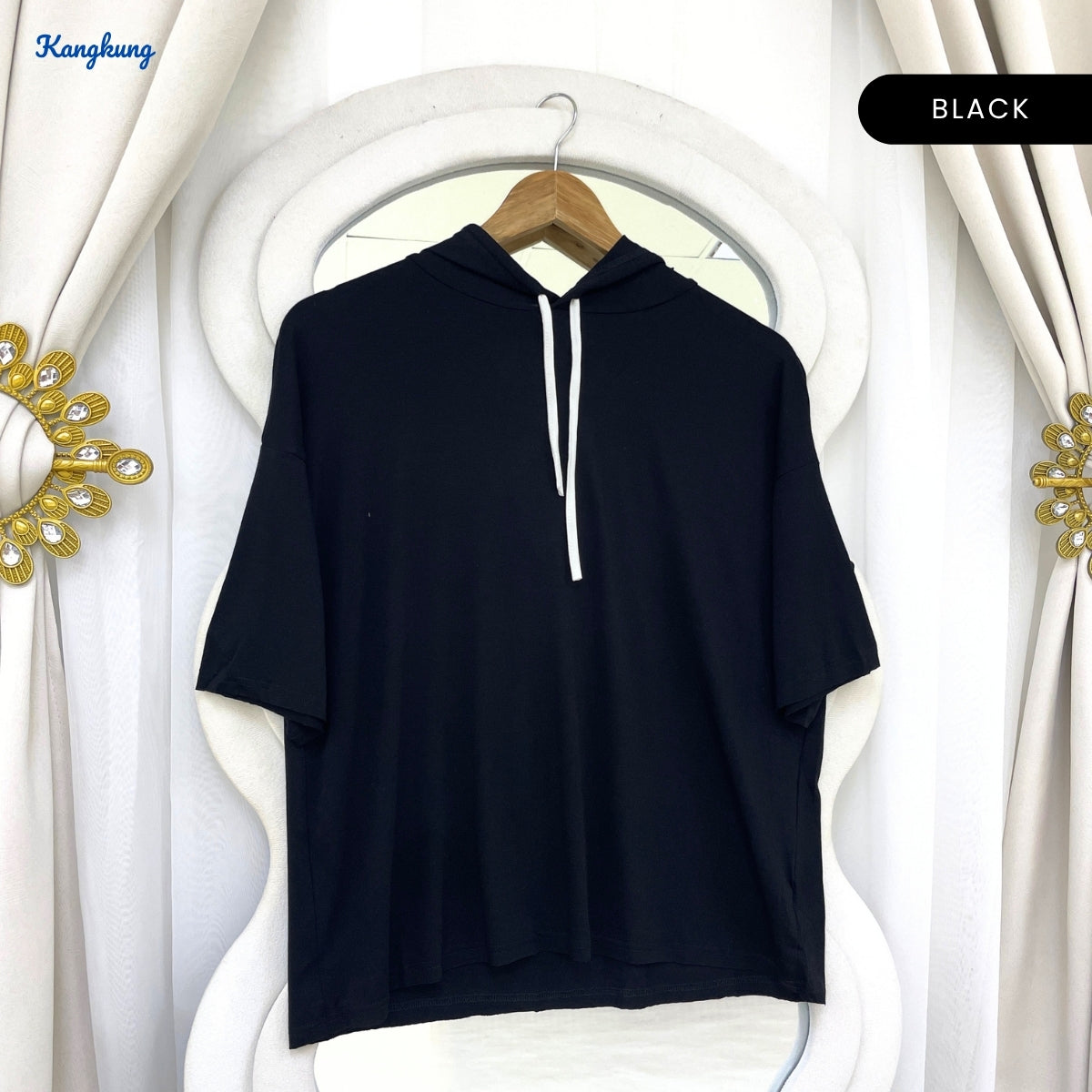 KANGKUNG PALONA KASUAL WOMEN PLAIN SHIRT WITH HOODIE - C1048