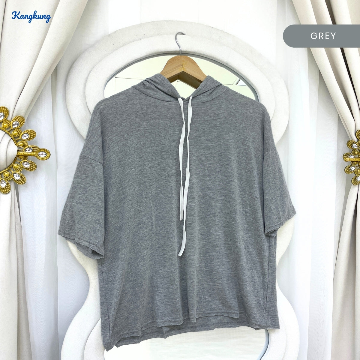 KANGKUNG PALONA KASUAL WOMEN PLAIN SHIRT WITH HOODIE - C1048
