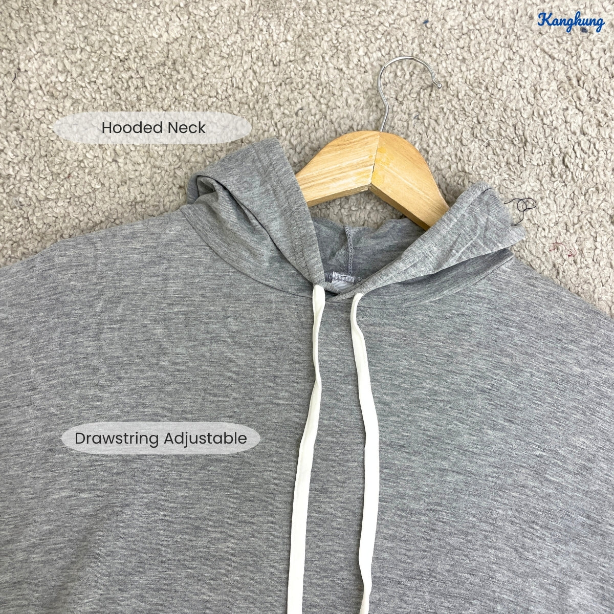 KANGKUNG PALONA KASUAL WOMEN PLAIN SHIRT WITH HOODIE - C1048