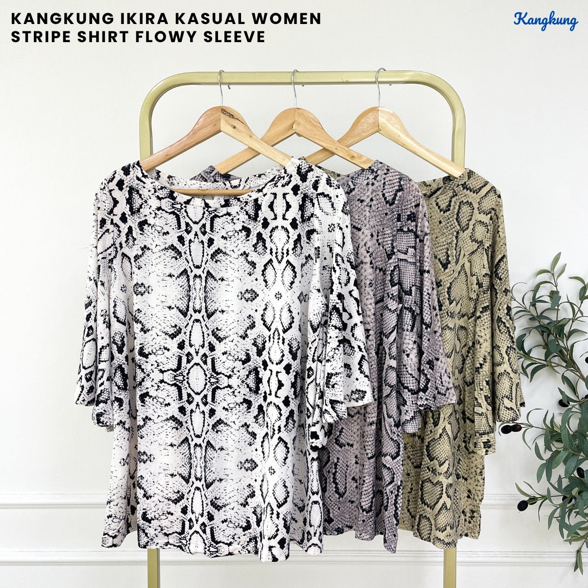 KANGKUNG IKIRA KASUAL WOMEN PATTERN SHIRT FLOWY SLEEVE - C1049