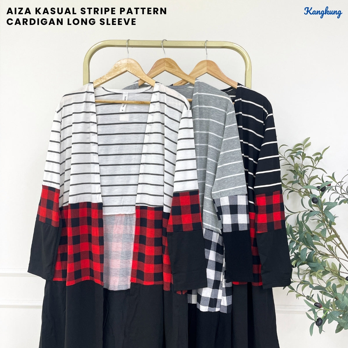KANGKUNG AIZA KASUAL STRIPE PATTERN CARDIGAN LONG SLEEVE - C1054