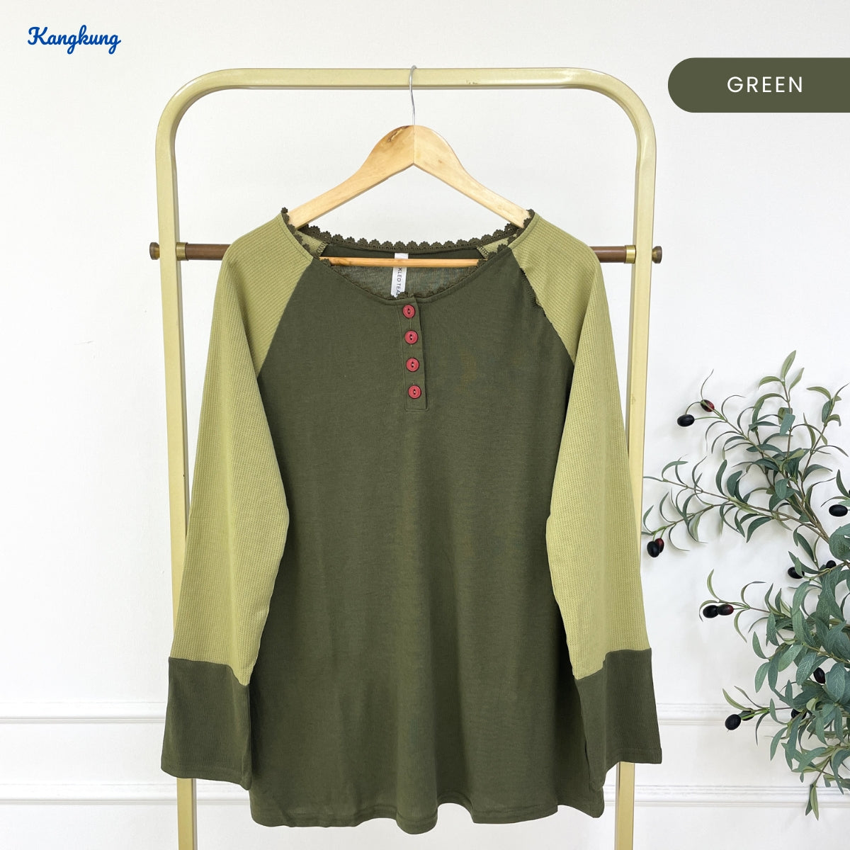 KANGKUNG TIRAH KASUAL WOMEN PLAIN SHIRT LONG SLEEVE - C1056