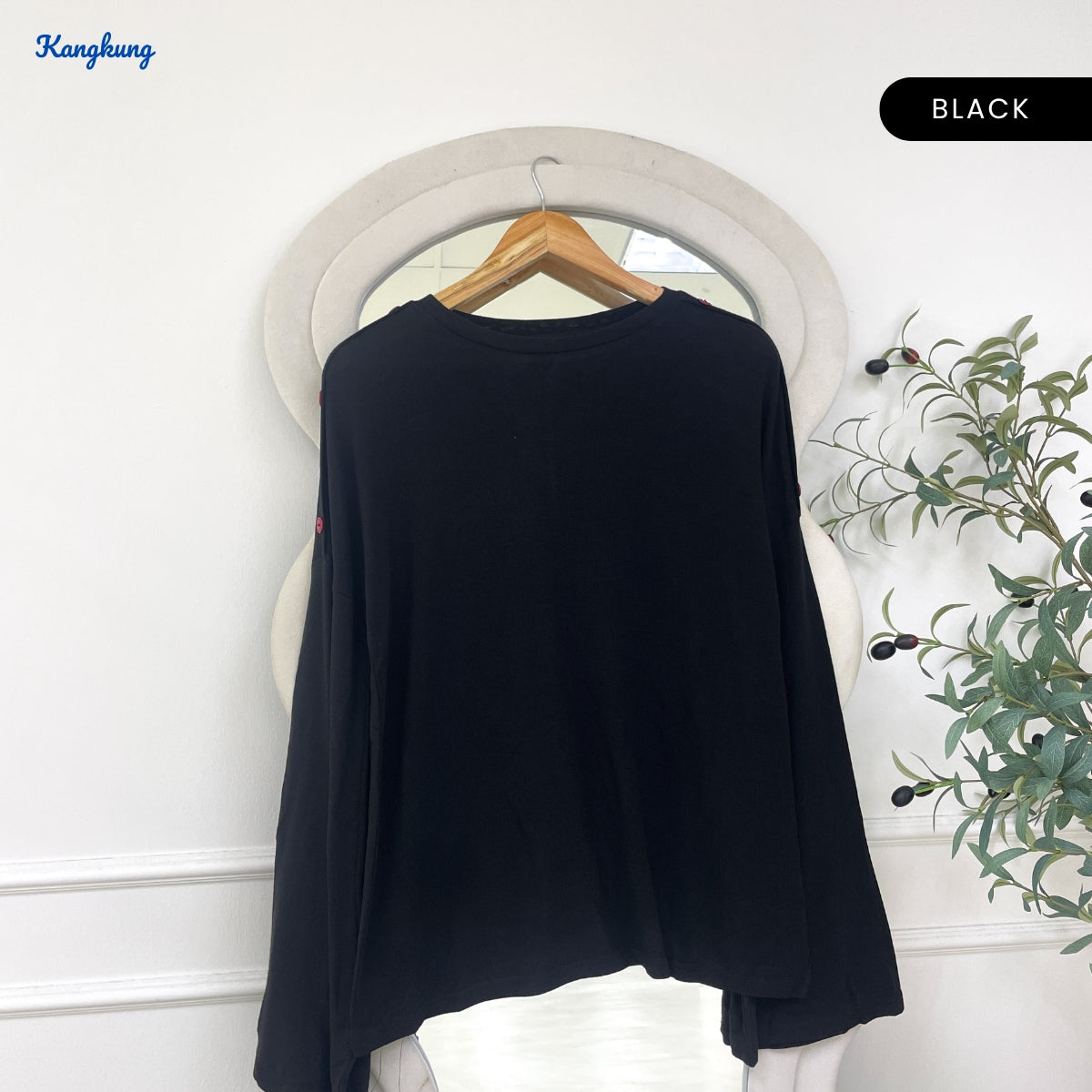 KANGKUNG AINI WOMEN PLAIN TOP BUTTON SHOULDER CASUAL BAJU MUSLIMAH - C1058 (337)