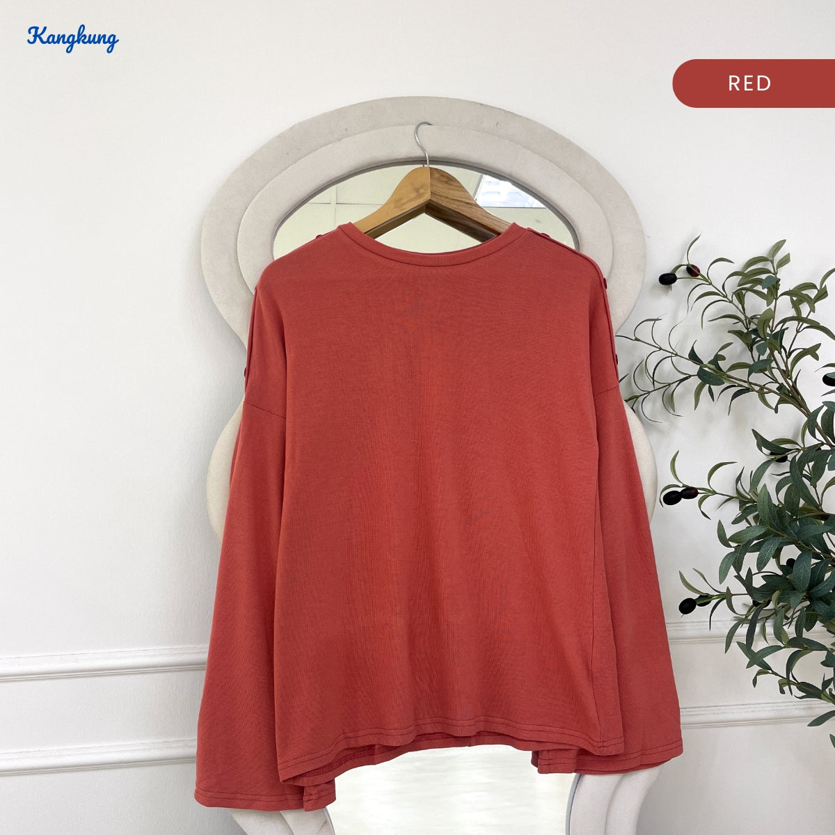 KANGKUNG AINI WOMEN PLAIN TOP BUTTON SHOULDER CASUAL BAJU MUSLIMAH - C1058 (337)