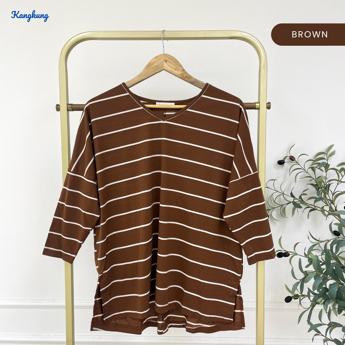 KANGKUNG IERA KASUAL WOMEN BATWING STRIPE LONG SLEEVE - C1061
