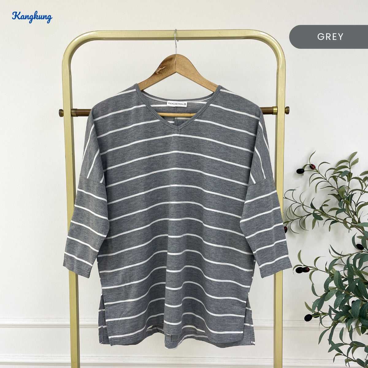 KANGKUNG IERA KASUAL WOMEN BATWING STRIPE LONG SLEEVE - C1061