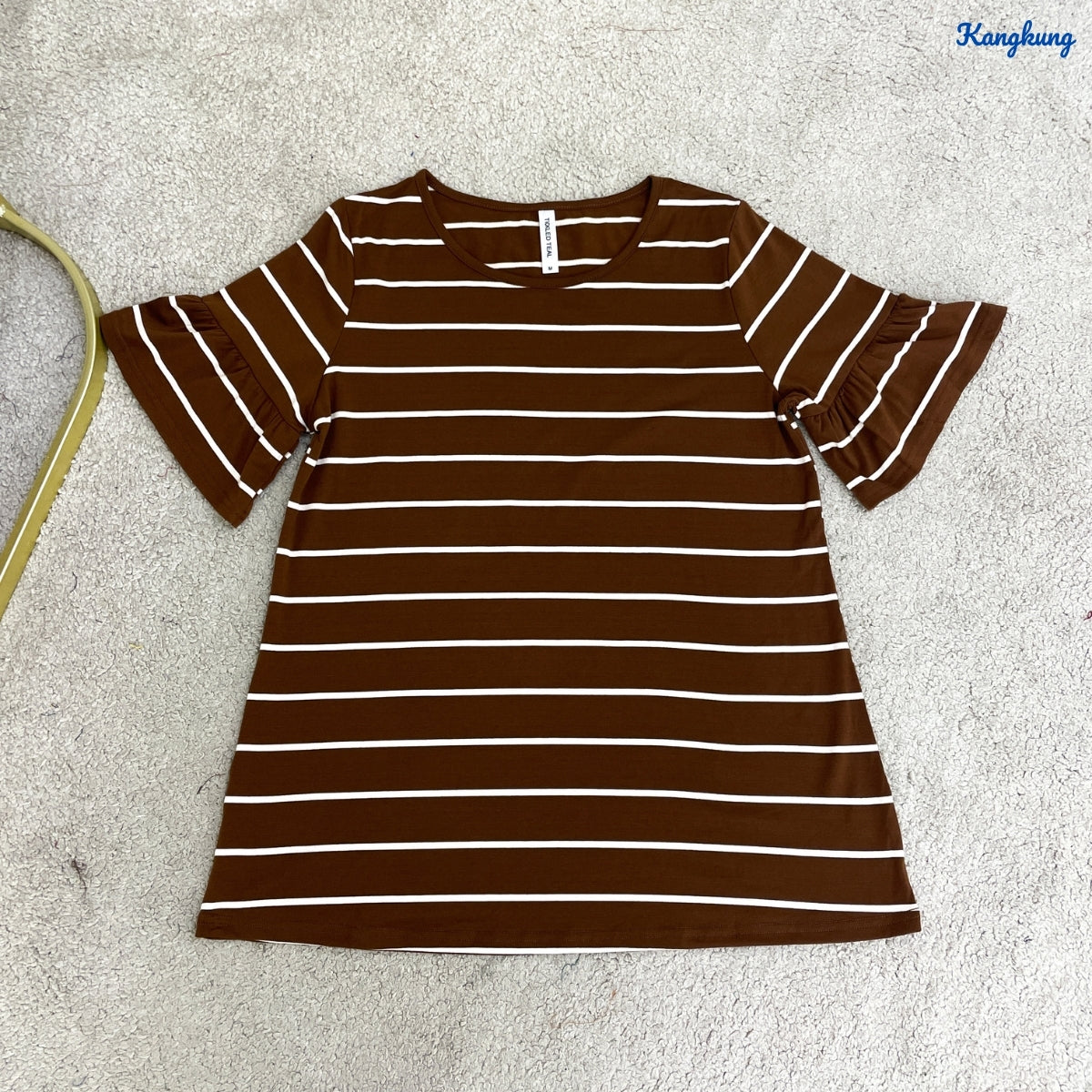 KANGKUNG TINI KASUAL WOMEN STRIPE RUFFLE SLEEVE - C1064