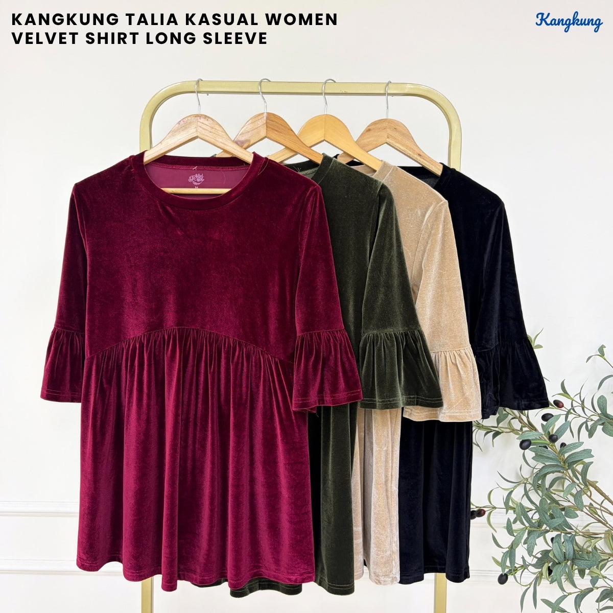 KANGKUNG TALIA KASUAL WOMEN VELVET SHIRT LONG SLEEVE - C1066