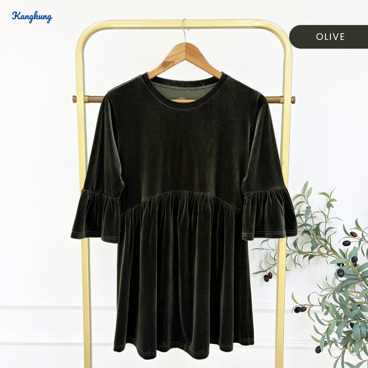KANGKUNG TALIA KASUAL WOMEN VELVET SHIRT LONG SLEEVE - C1066