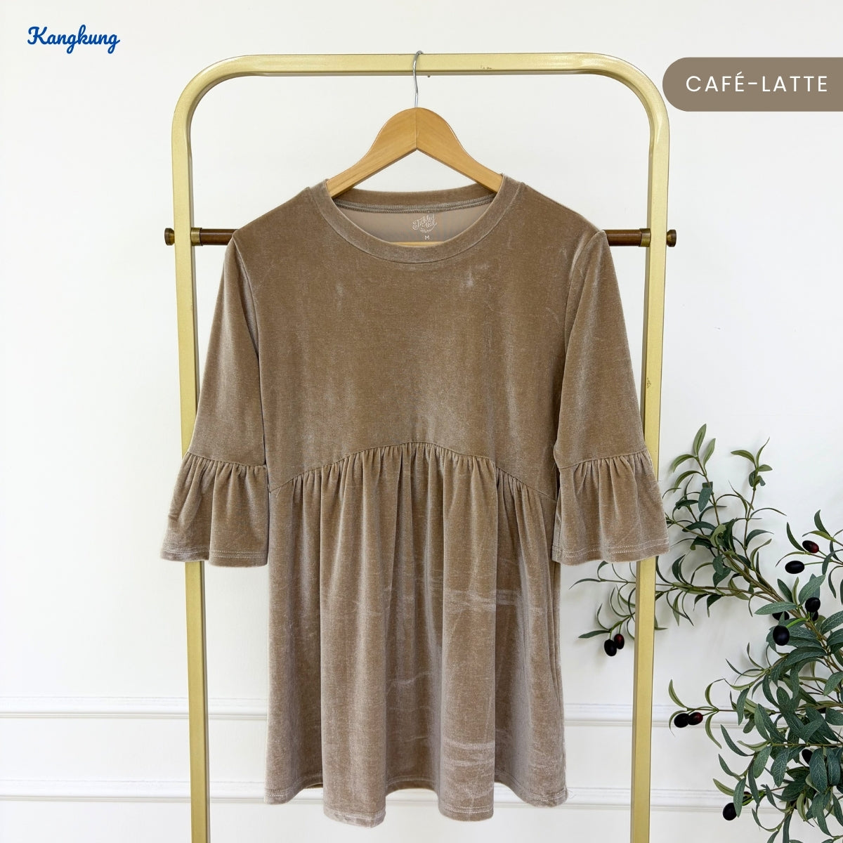 KANGKUNG TALIA KASUAL WOMEN VELVET SHIRT LONG SLEEVE - C1066