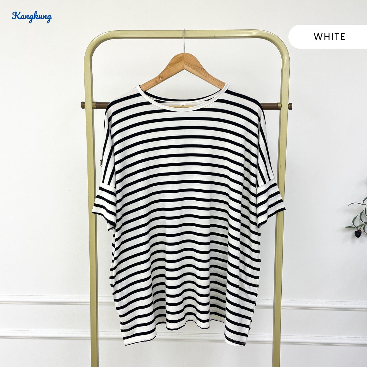 KANGKUNG AINUL KASUAL WOMEN SHIRT STRIPE QUARTER SLEEVE - C1068