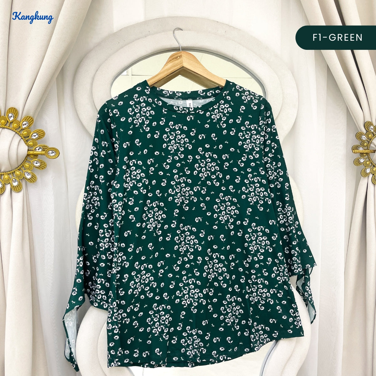 KANGKUNG ROZIE KASUAL WOMEN FLORAL PATTERN LONG SLEEVE - C1069