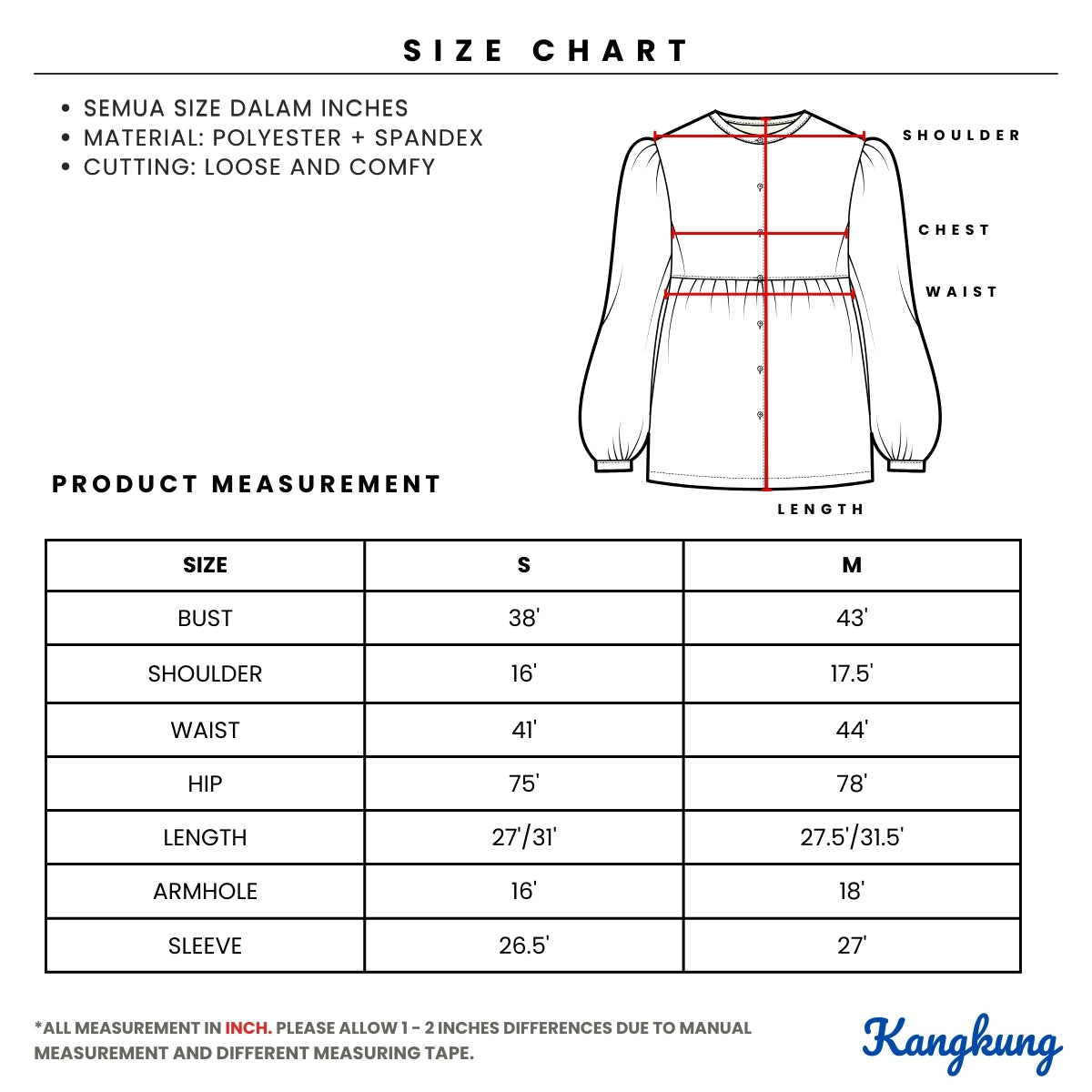 KANGKUNG AZZAHRA STRIPED FLOWY LONG SLEEVE TOP - C1070