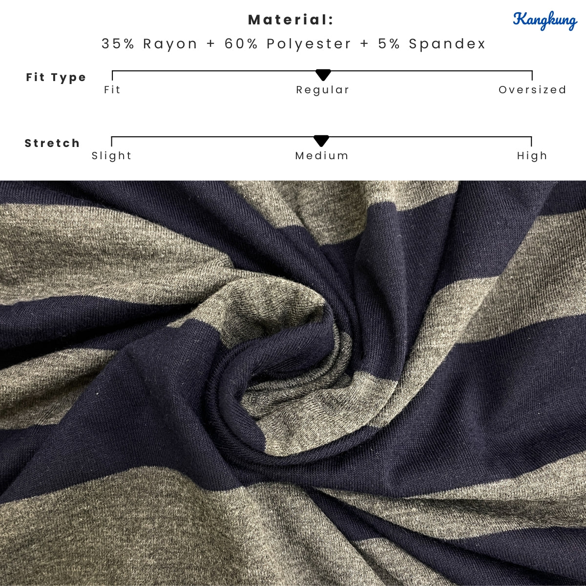 KANGKUNG AZZAHRA STRIPED FLOWY LONG SLEEVE TOP - C1070