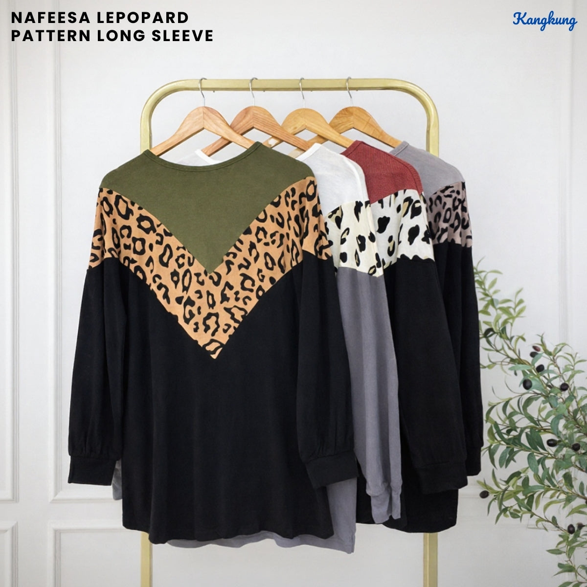 KANGKUNG NAFEESA LEOPARD PATTERN LONG SLEEVE - C1071