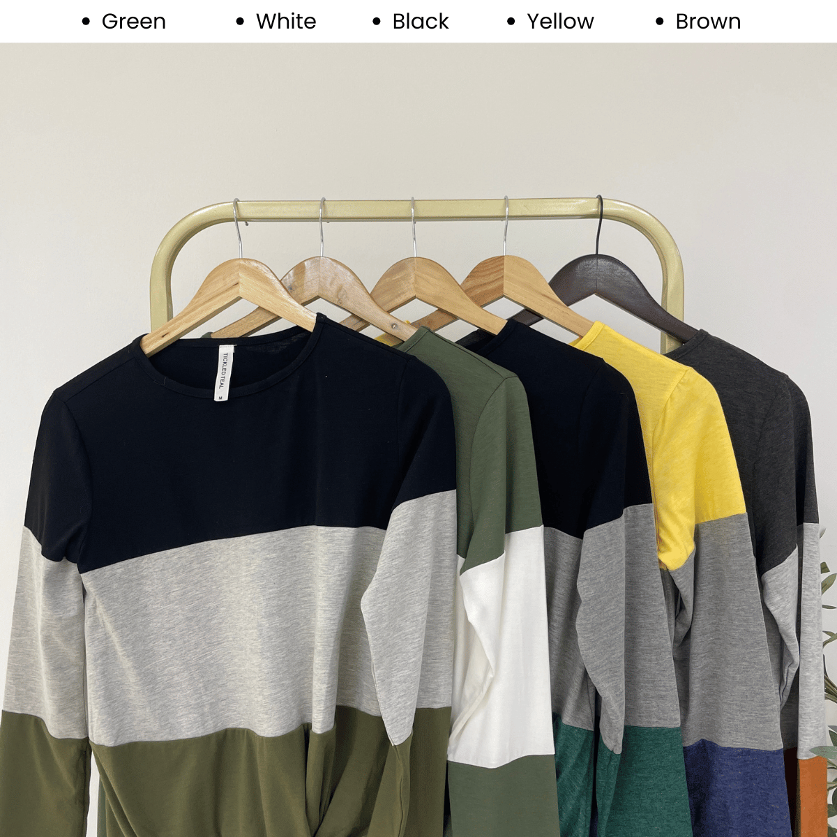 KANGKUNG THALIRA COLORBLOCK TWIST KNOT CASUAL TOP - C1074