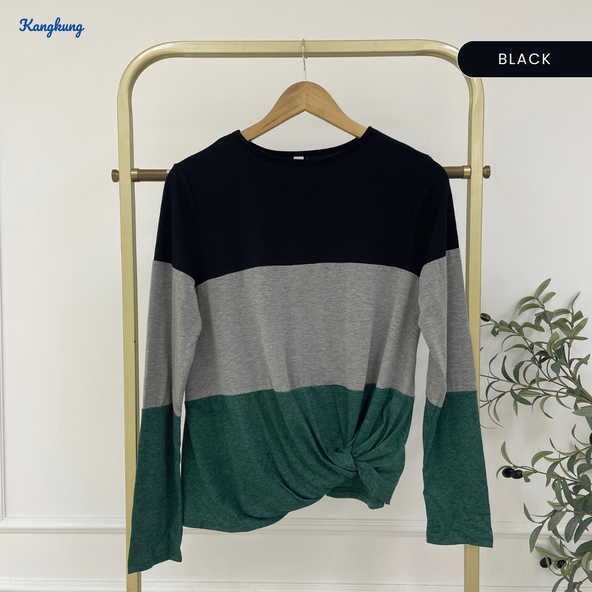 KANGKUNG THALIRA COLORBLOCK TWIST KNOT CASUAL TOP - C1074