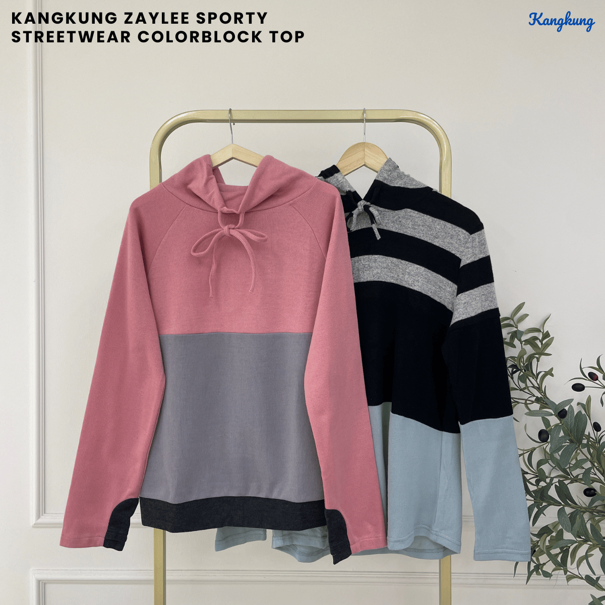 KANGKUNG ZAYLEE SPORTY STREETWEAR COLORBLOCK TOP - C1077 (496)