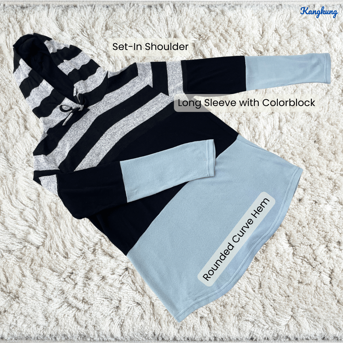 KANGKUNG ZAYLEE SPORTY STREETWEAR COLORBLOCK TOP - C1077 (496)