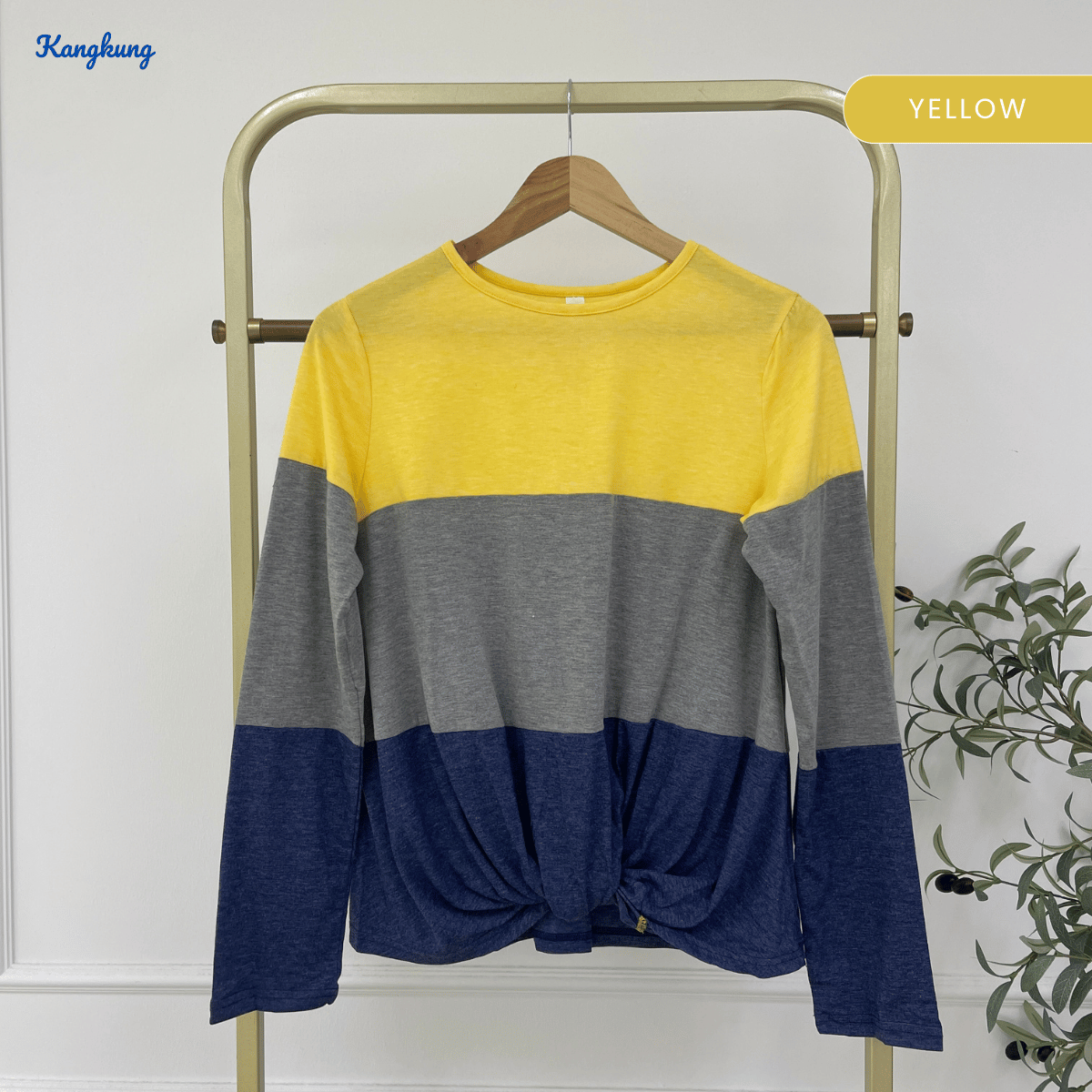 KANGKUNG THALIRA COLORBLOCK TWIST KNOT CASUAL TOP - C1074