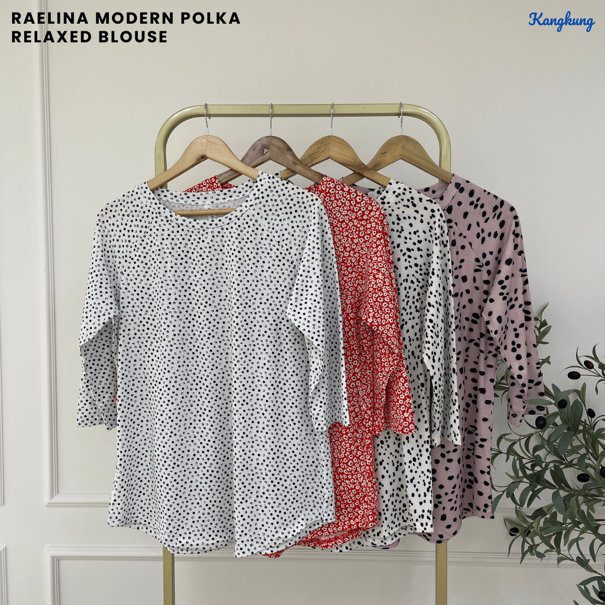 KANGKUNG RAELINA MODERN POLKA RELAXED BLOUSE - C1076